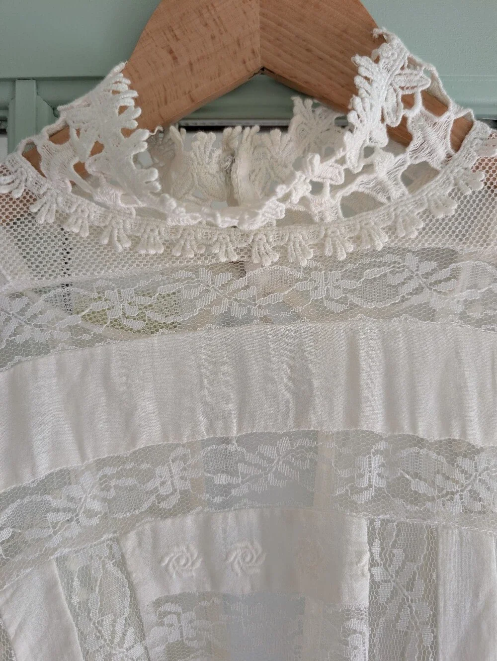 Free People Boho White Lace Tiered Tunic Dress Size Small